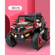어린이용 대형 4륜 오프로드 자동차 충격 흡수 기능 충전식 2인용 원격 전동차 유모차, 5 페인트 빨간색 12V7 배터리 듀얼