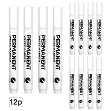 모디안 아크릴 방수 페인트 유성 마카 펜 화이트, 12개, 1색