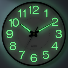보고상점 인테리어 야광 벽걸이 시계 무소음, 블랙