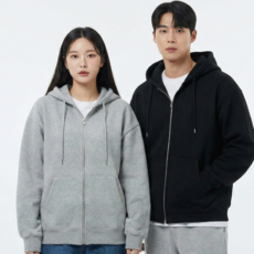 와우코지 오코텍스 데일리 무지 오버핏 기모 2way 후드 집업