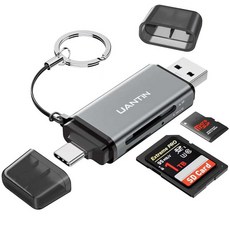 UANTIN SD 카드 리더기 USB C 고속 듀얼 슬롯 메모리 리더기 SD/MicroSD/SDHC/SDXC/MMC용 3.0 to 마이크로 어댑터 아이폰 16 맥북 프로