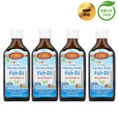 2+2 칼슨 어린이용 노르웨이산 오케가3 피쉬 오일 천연 복숭아 800mg 200ml, 4개