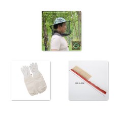 모기 가을 촘촘 등산 벌 그물 보호복 자외선차단 꿀벌 얼굴 보호망 초파리, 카무플라주모x빨간집게x양가죽장갑, 1개