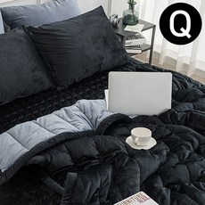구니스토어 극세사 차렵이불 패드세트 퀸 블랙 배드스커트 봄이불 사계절침구