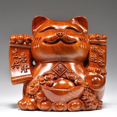 花梨木 招財貓 擺件, 如圖所示, 1個