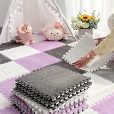 뽀글이 퍼즐 매트, 1개, 핑크