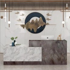 인포메이션 계산대 업소 커피숍 식당 카운터 병원 캐셔대 데스크 프론트, 100x60x100cm, 5.잉크+재즈화이트스톤패턴(왼쪽위)