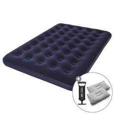 캠프빌리지 베스트웨이 에어매트+베개 2개+작은손펌프 세트, 블루