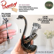 天鵝高級感奢華宮廷水果甜點叉子勺 優雅品味生活, Black鍍金/不鏽鋼6叉/fork, 1個