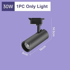Led 트랙 조명 30W 세트 스포트라이트 220V 레일 실내 홈 거실 의류 매장 침실 천장 조명기구, Only 1PC Black, Neutral Light
