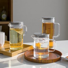 스텐 뚜껑 냉장고 내열 물병, 1개, 투명, 1.3L