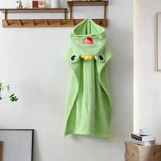 柔軟浴巾 【台灣出貨】加厚兒童連帽浴巾一體浴袍斗篷可穿式珊瑚絨帶帽可穿四季a類, 新品【青蛙王子帶帽浴巾】, 1個