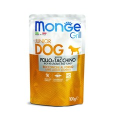 瑪恩吉 MonGe Grill炙燒肉塊無穀系列 主食犬餐包, 100g, 1個, 幼母/挑嘴犬(雞肉+火雞肉)