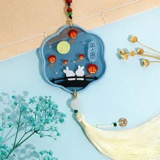 熱銷 刺繡手工diy材料包 自繡製作平安福禦守書簽掛件雙麵繡蘇繡送男友禮物, 卡其色 祈福平安-繃+禮盒, 1個