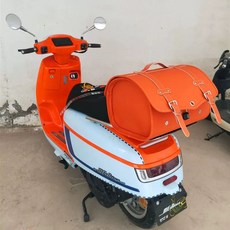 탑박스 블랙 배달통 방수 가방 수납 바이크리어백 클래식, 1, H. 대형 오렌지 레드 풀페이스 헬멧 장착