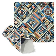 JUJUGO 붙이는 타월 크로스 런치 크로스 풍포시 페타페타 크로스 접이식 정리용 가방 화장품 보온병 카메라 태블릿 일용품을 포장하기(장식 기하학)