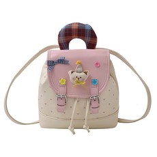 英倫風波點雙肩包 可愛少女休閒小背包, 米白配粉:1個, 1個