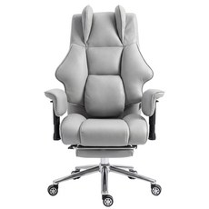 레퓰리 침대형 중역의자 리클라이너 게이밍 의자 고급가죽 사무용 PC방용 컴퓨터 게임용 의자, 그레이