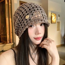 韓版ins黑白條紋堆堆帽女春季大頭圍包頭帽子套頭冷帽時尚月子帽