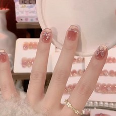純手工穿戴甲 短款 法式蝴蝶美甲, 1個, 【蝴蝶效应】新短方,M, 蝴蝶美甲
