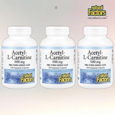 네츄럴팩터스 아세틸 L 카르니틴 500mg 베지캡슐 120정, 3개