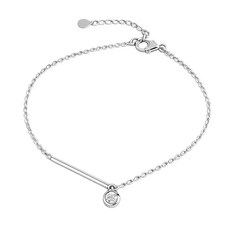 헤미안 실버 925 스틱 바 큐빅 드롭 체인 은 발찌 HA250703