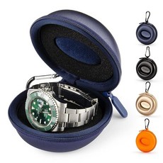 HELMDY 남성용 시계 여행용 케이스: 휴대용 싱글 보관 박스 케이스 슬롯 1개 - 최대 50mm (블루) 모든 손목 및 스마트 워치에 적합