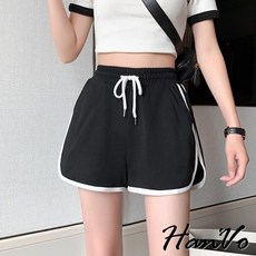 HanVo 運動休閒短褲 棉質寬鬆滾邊居家褲 韓系女裝
