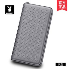 PLAYBOY 男士編織長夾 大容量多卡位手拿包 灰色