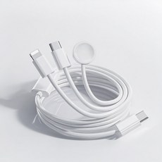 Bolt Wave 아이폰/애플워치 3in1 멀티 충전기 케이블, 1개, 화이트, 1m