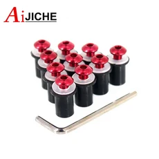 호환 범용 10PCS M5 5mm 앞 유리 볼트 나사 키트 혼다 CBR900RR CBR CBR929 CBR954 CBR1100XX, 05 빨간색