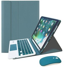 Powerway iPad Air3/Pro10.5吋專用樂控型藍牙鍵盤皮套組，搭配同色無線滑鼠，無線連接，一年保固, 軍墨綠(綠色鍵帽/綠色滑鼠), 巧克力式鍵帽
