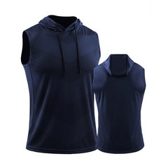 《衣匠》吸濕排汗透氣運動背心，寬鬆舒適，印花連帽無袖設計，時尚運動風