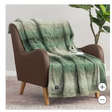 美國 知名國民品牌heated 加拿大Berkshire Heated Luxe Fau電熱毯, 綠色