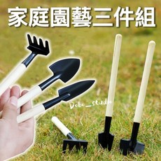 Dobo_studio 家庭園藝三件組 迷你多肉植物工具 鏟子鐵鍬耙子 適用於盆栽植栽, 1個