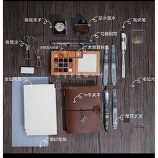 휴대용 미니 수채화 세트 도구 파레트 채색 호두나무 여행용, 4. TN세트 체리우드 물감케이스+털테두리자