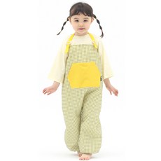 플리에 멜빵형 미술가운/모래놀이바지/갯벌체험옷, 체크그린