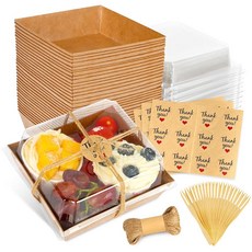 뚜껑이 투명한 LNDIEHS 20개 작은 샤큐테리 상자 종이 미니 있는 가능한 상자 포장, 1 Charcuterie Boxes With Clear