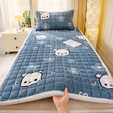 침대 토퍼 두꺼운 따뜻한 우유 벨벳 매트리스 럭셔리 시트 접이식 얇은 다다미 매트 미끄럼 방지 커버 더블 겨울, 없음, 없음, 13) 120x200cm-1pc sheet - 003