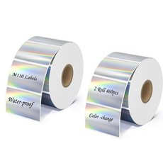 M110 열 라벨 460개 40x30mm(1.57인치x1.18인치) 홀로그램 스티커 라벨 Phomemo M110/M221/M220/M120/M200과 호환 바코드/주소/우편, 실버