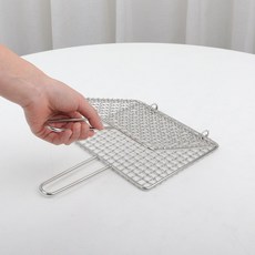 [단일] 스텐 사각 겹 석쇠 180x160 스텐망 불판 손잡이 생선 구이 조개