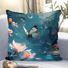 아름다운 꽃패턴 소파쿠션 양면 소파 쿠션 솜 포함 세탁가능 고탄력 트렌디 꽃스타일 수집가 추천 특별한 디자인 트렌디한 스타일, XKHD-28, 40 x 40CM (솜포함 양면쿠션)