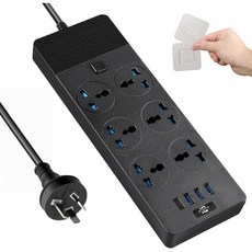 범용 전원 어댑터 4개의 USB 포트(USB C 1개)가 있는 Jumpso 3000w 스트립 국제 콘센트가 6피트 연장 코드 110-240v 홈 오피스 여행용 유럽 플러그, Black