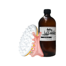 香草農場 輕質按摩油搭配體刷刮痧板組 居家SPA按摩放鬆, 1個, 500ml