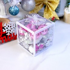크리스마스 데코용품 미니 트리장식 선물상자 세트 3cm 22개 핑크, 1각