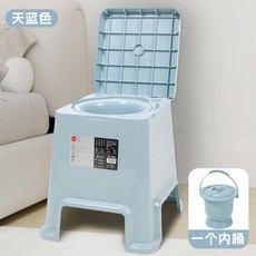 愛華 珍寶 加厚移動馬桶凳 附2個內桶 適用於老人孕婦, 藍色, 坐便凳+圓口內桶一個