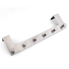 不銹鋼六珠門鉤，無痕門後衣帽毛巾廚衛掛鉤, 金屬原色, 1個