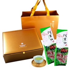 龍源茶品 台灣手採高山茶葉禮盒 杉林溪茶 阿里山茶 梨山茶, 1套, 阿里山碧綠嫩鮮烏龍茶2包