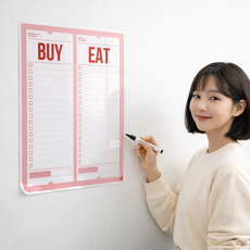 월픽스 붙이는 화이트보드 시트지 점착식 3초 탈부착형, 화이트시트 장보기기록 핑크