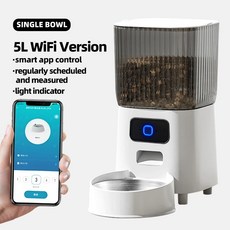 5L寵物智能餵食器貓碗藍牙遠程帶攝像頭監控狗狗貓咪食具, 1個, 5L單碗塗鴉appWiFi款異地遠程連接:智能餵食器, 1L